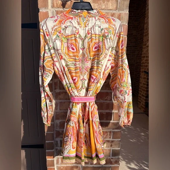 Antonio Melani Brynn Pink Scarf Floral Border Print Button
Front Dress NWT - Picture 6 of 9